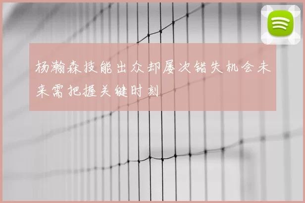 杨瀚森技能出众却屡次错失机会未来需把握关键时刻